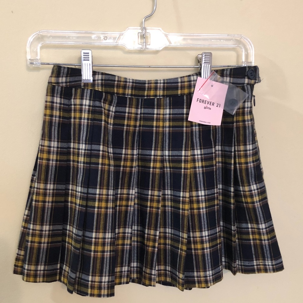 NWT Forever 21Girls Plaid Pleated Skirt Size 11/12